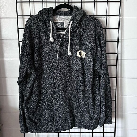 Colosseum Other - Colosseum‎ Georgia Tech Henley-Style Hoodie Mens XL Heathered Black